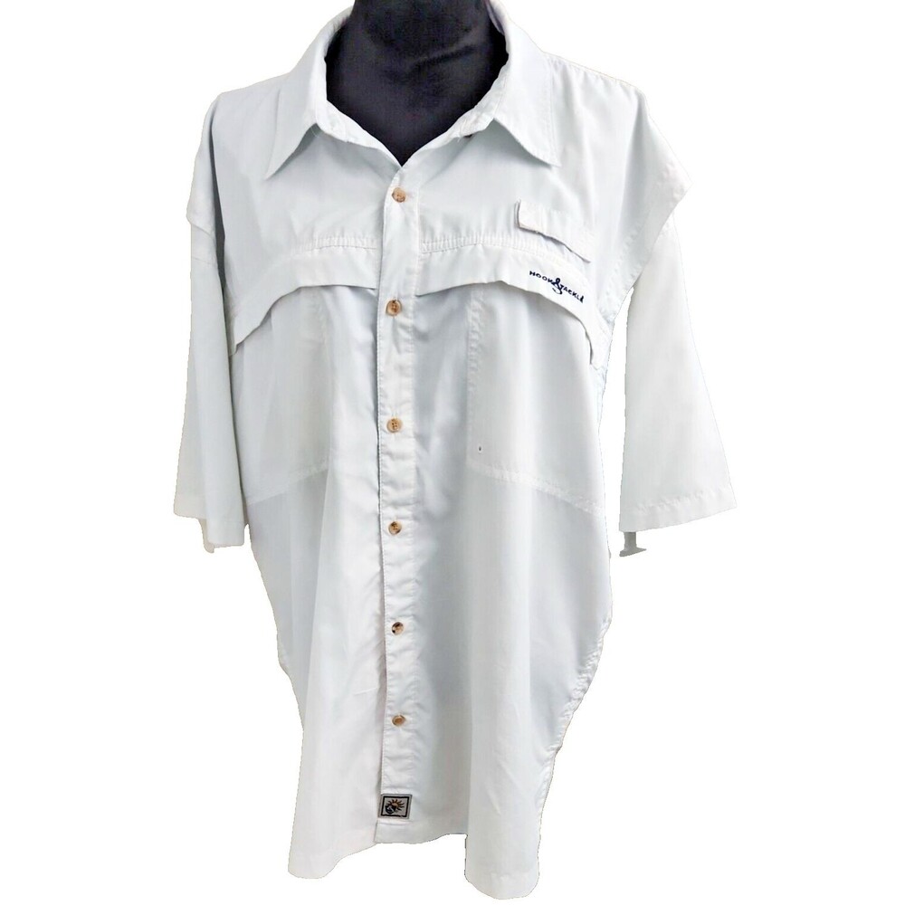 Hook & Tackle Outfitters Short Sleeve Button Technical Fishing Gear White XL